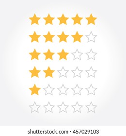 Stars rating design elements. Kit of star shapes for ranking interface. Vector illustration in flat style.