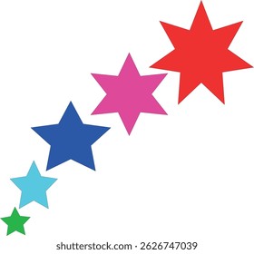 Stars rating icon, four color star rating illustration vector isolated