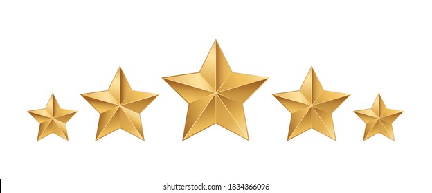 Stars rating icon set. Gold star icon  isolated on a white background. Five stars customer product rating review flat icon for apps and websites. Vector illustration.