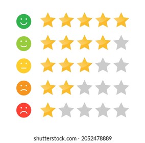 Stars rating icon for website and mobile apps. Feedback emotion scale. Customer satisfaction rating. Vector illustration