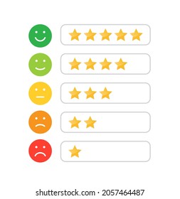 Stars rating icon for website and mobile apps. Feedback rating emotion. Customer satisfaction rating. Vector illustration