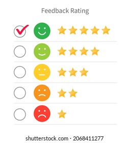 Stars rating icon for website and mobile apps. Feedback rating emotion. Customer satisfaction rating. Vector illustration