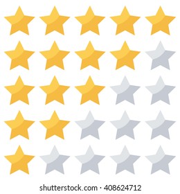 Stars Rating Isolated On White Background. Five Stars Rating. 