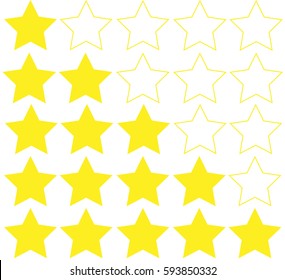 Stars rating isolated on white background. Five stars rating. Vector illustration.