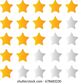 Stars rating isolated on white background. Five stars rating.Vector