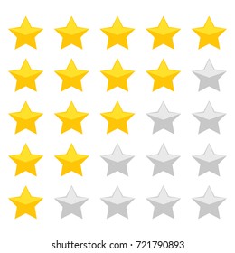 Stars rating isolated on white background. Five stars rating.