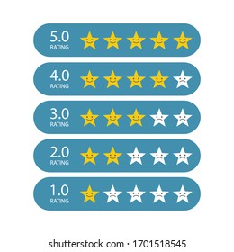 Stars for rating or review. Feedback rate of satisfaction. Level