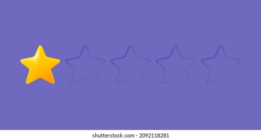 Stars rating vector illustration. 3d stars customer review, quality service. Game rate or score. Customer bad feedback concept. Website or smartphone application client feedback.