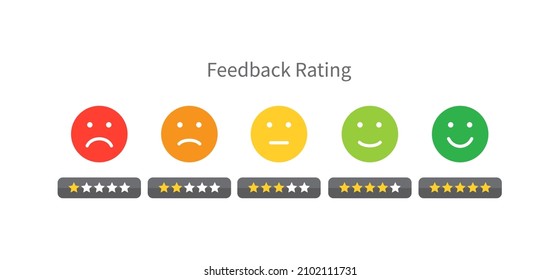 Stars rating for website and mobile apps. Feedback rating emotion. Customer satisfaction rating. Vector illustration