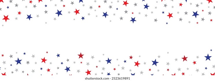 stars in red, blue and grey template banner background for united state national day colors