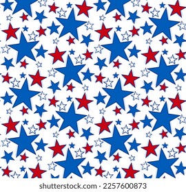 Stars in red, white, and blue in a seamless repeat pattern - Vector Illustration