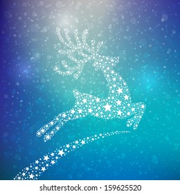 stars reindeer fly colorful background