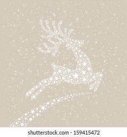 stars reindeer fly snow background