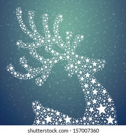 stars reindeer snowy background