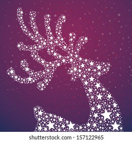 stars reindeer snowy background