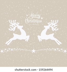 stars reindeer snowy winter background