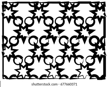 Stars with ring ball net mesh pattern in vector