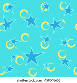 Stars and ring color seamless pattern. Fashion graphic background design. Modern stylish abstract texture. Colorful template for prints, textiles, wrapping, wallpaper, website VECTOR illustration
