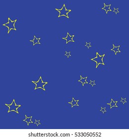 Stars roughly drawn seamless blue pattern, vector illustration