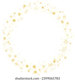 Stars round vector frame. Gold starry circle banner background.