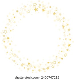 Stars round vector frame. Gold starry circle banner background.