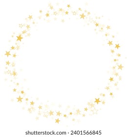 Stars round vector frame. Gold starry circle banner background.