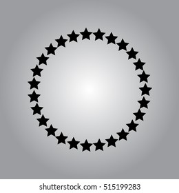 Stars rounded icon in a flat design in black color. Vector illustration eps10