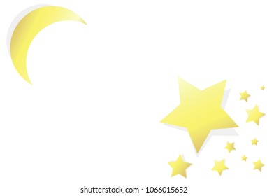 Stars scatter and moon eclipse paper art on white isolated abstract background vector illustration
