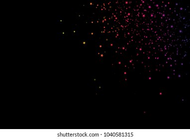 Stars scattered glitter galaxy event space spectrum rainbow shiny concept on black abstract background, using for party festival celebration