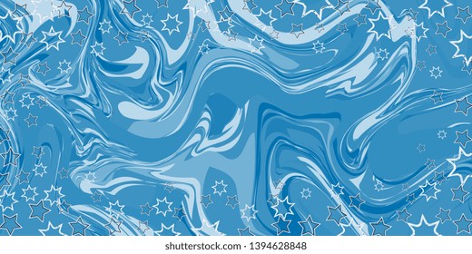 Stars. Scattered stars. Stars on the marble texture. Winding texture. Abstract background. Marble texture Background for greeting card and banner. Vector graphics