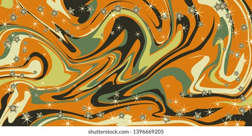 Stars. Scattered stars. Stars on the marble texture. Winding texture. Abstract background. Marble texture Background for greeting card and banner. Vector graphics