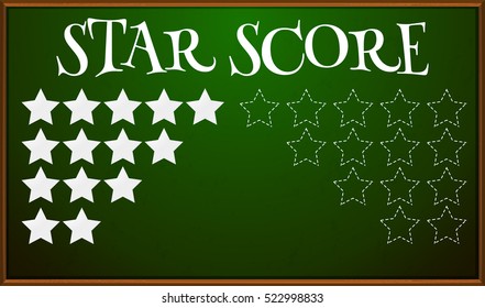 Stars score on blackboard illustration