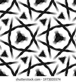 stars scratch pattern, black white oriental repeating geometrical print