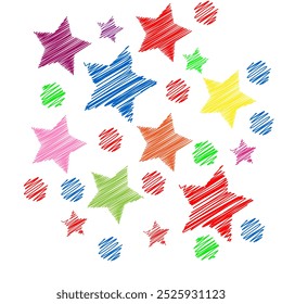 stars scribble crayon, doodle,drawn, texture, color shape elements