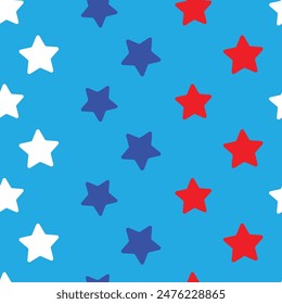 Estrellas Patrón sin fisuras en todo el estampado con Vector de fondo de color azul cielo
