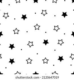 stars seamless pattern black and white style design
