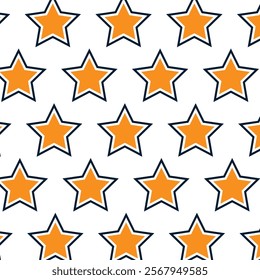 Stars Seamless Pattern. Seamless Blue and orange Stars Pattern on White Background. Good for fabric, textile, pajama, linen, wallpaper, background