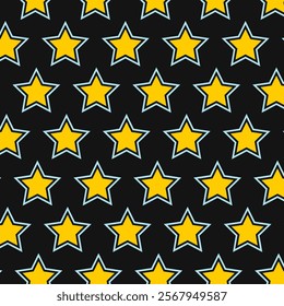 Stars Seamless Pattern. Seamless blue and yellow Stars Pattern on black Background. Good for fabric, textile, pajama, linen, wallpaper, background