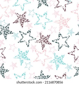 Stars seamless pattern. Cute baby stars heart background.