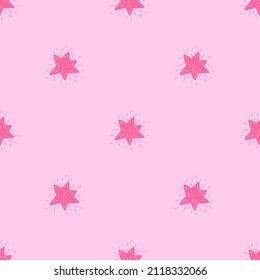 Stars seamless pattern. Cute festive background. Repeated texture in doodle style for fabric, wrapping paper, wallpaper, tissue. Vector illustration.