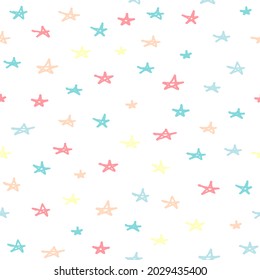 El fondo del diseño de patrones sin fisuras de las estrellas. Juego de doodles dibujado a mano. 