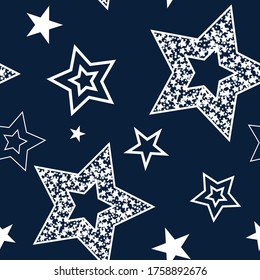 Stars seamless pattern. Design for fabric, wrapping paper, background, wallpaper. Vector.