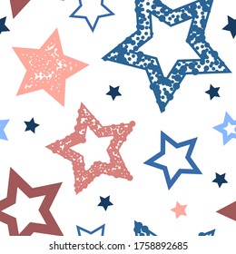 Patrón sin fisuras de las estrellas. Diseño para tela, papel de envoltura, fondo, papel pintado. Vector.