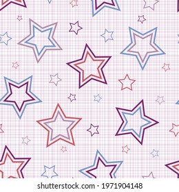 Stars seamless pattern. Design for fabric, wrapping paper, background, wallpaper. Vector.
