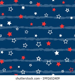 Stars seamless pattern. Design for fabric, wrapping paper, background, wallpaper. Vector.