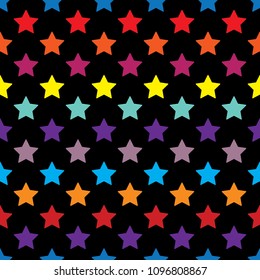 stars seamless pattern full color on black background vector eps10 editable