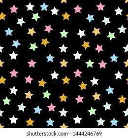stars seamless pattern full color on black background vector eps10 editable