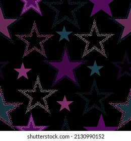 stars seamless pattern full color on black background vector eps10 editable All colorful stars vector seamless background and on black backgrouond.