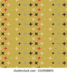 Stars seamless pattern. Geometric abstract polygonal mosaic. Decorative backdrop for wallpaper, pattern fills, web page background, surface textures.