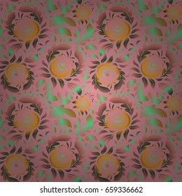 Stars seamless pattern in green and pink colors. Abstract vector bright design for wallpaper, Christmas decoration, confetti, textile, wrapping. Symbol of holiday.